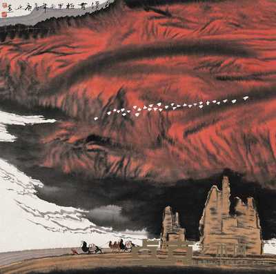 白庚延 山水 镜心 67×67cm